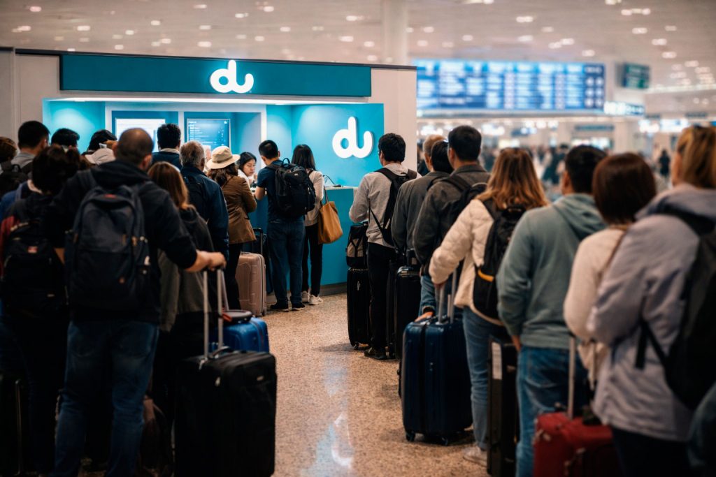 Очередь туристов за симкой